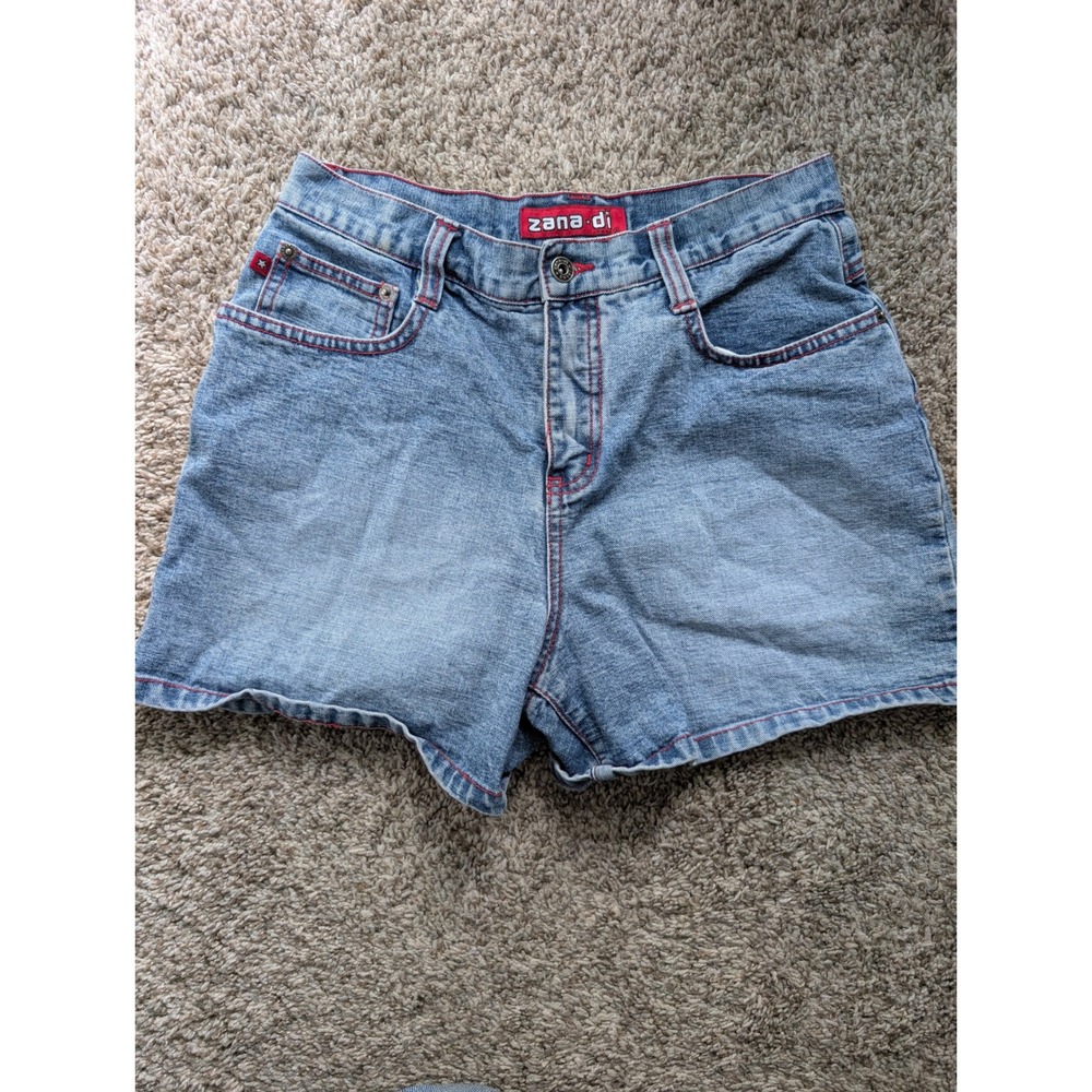 Zana-Di Denim Shorts Womens XS Blue Y2K Red Contrast Stitching Grunge 90s